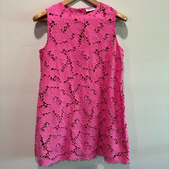 Self-Portrait Short-Sleeved Floral Lace Mini Dress UK10/US6